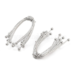 女性用蝶結び真鍮タッセルスタッドピアス  プラチナ  29.5x21.5x5mm&nbsp;EJEW-S216-01P