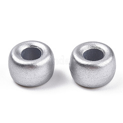 スプレー塗装されたプラスチックビーズ  バレル  銀メッキ  9x6mm  穴：3.8mm  約1900個/500g&nbsp;KY-T025-01-G03