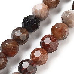 天然石ペトリファイドウッドビーズ連売り  ファセット加工されたフットボール六角形カット  ラウンド  9.5~10mm  穴：1.2mm  約39個/連  15.08インチ（38.3cm）&nbsp;G-C150-B01-02
