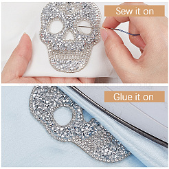 7Pcs Skull Glitter Resin Hotfix Rhinestone&nbsp;DIY-GF0014-22B