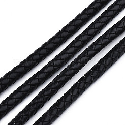 編みこみ牛革レザーコード  ブレスレット用レザーロープストリング  綿糸入り  ブラック  5mm  約4.37ヤード（4m）/ロール&nbsp;NWIR-N005-01C-5mm