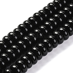 天然黒瑪瑙（染色・加熱）ビーズ連売り  ロンデル  12.5x6mm  穴：1mm  約62個/連  14.96''（38センチメートル）&nbsp;G-G177-F01-02