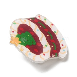 クリスマステーマのアクリルブローチ  201ステンレスピン付き  ケーキ  食べ物  26.5x27x7mm&nbsp;JEWB-E024-01P-05