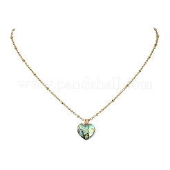 Natural Paua Shell Geometric Pendant 304 Stainless Steel Satellite Chain Necklaces&nbsp;NJEW-JN06602