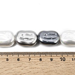 電気メッキガラスシェルパールビーズ連売り  不規則な長方形  ミックスカラー  20x15x7~8mm  穴：1.2mm  約20個/連  16.06''（40.8センチメートル）&nbsp;BSHE-B009-F03-01
