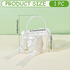 Bowknot Polyester Flower Baskets with Plastic Pearls Beads Handle&nbsp;AJEW-CP0010-63