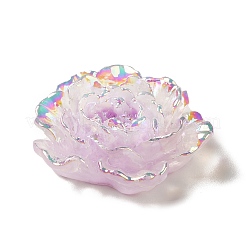 クリア樹脂カボション  花  ABカラーメッキ  ミックスカラー  29~31x29~31x11mm&nbsp;CRES-M014-21