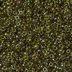 MIYUKIラウンドロカイユビーズ  日本製シードビーズ  11/0  （rr334)オリーブ裏地トパーズツヤ  11/0  2x1.3mm  穴：0.8mm  約5500個/50g&nbsp;SEED-X0054-RR0334