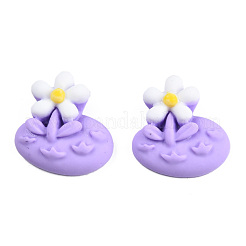オペーク樹脂カボション  花  ライラック  22~23x22x8~9mm&nbsp;CRES-N022-192