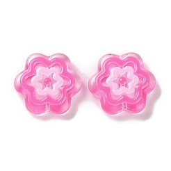 ガラスビーズ連売り  手描きのビーズ  エナメル  花  ショッキングピンク  18x19.5x5mm  穴：1.1mm  約20個/連  14.17インチ（36cm）&nbsp;GLAA-L047-04B