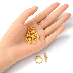 合金マンテル  花の付いた丸いリングの形  マットゴールドカラー  リング：18x15x4mm  バー：7x21x4mm  穴：2.5mm&nbsp;FIND-YW0002-21