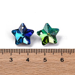 100個10色ガラスペンダント  プラスチック製の箱付き  スター  13x13x7mm  穴：1.2mm  10個/カラー&nbsp;AJEW-H154-08B