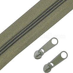 ナイロンガーメントアクセサリー  ファスナー部品セット  ナイロンジッパー＆合金ジッパープラー  オリーブ  1000x25mm  頭を引っ張る：26x7x5.5mm&nbsp;FIND-WH0056-21A-03
