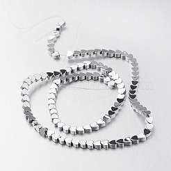 電気メッキ非磁性合成ヘマタイトビーズ連売り  ハート  銀メッキ  4x4x2mm  穴：1mm  約110個/連  15.7インチ&nbsp;X-G-F300-23A-01