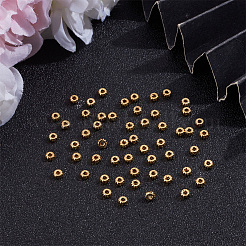 真鍮ビーズ  ニッケルフリー  ロンデル  ツイスト  18KGP本金メッキ  4x2mm  穴：1.6mm  100個/箱&nbsp;KK-GO0001-11