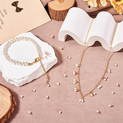 40Pcs 4 Colors Brass ABS Imitation Pearl Pendants&nbsp;KK-TA0001-73