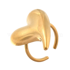 304ステンレススチールカフリング  ハート  ゴールドカラー  29x23mm  内径：17mm&nbsp;RJEW-D317-01B-G