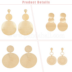 4 Pairs 4 Style Alloy Flat Round Dangle Stud Dangle Earrings for Women&nbsp;EJEW-AN0003-91