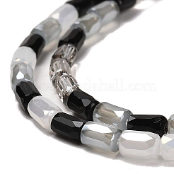 電気メッキガラスビーズセット  多面カット  コラム  ブラック  6~6.5x4mm  穴：0.8mm  約80個/連  20.12~20.24インチ（51.1~51.4cm）&nbsp;EGLA-D030-08B