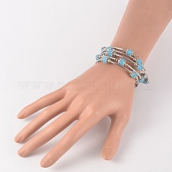 Five Loops Imitation Jade Glass Beaded Wrap Bracelets&nbsp;BJEW-JB02125