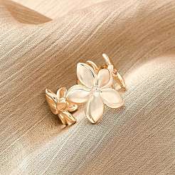 女性用真鍮調節可能オープンカフリング  カドミウムフリー＆ニッケルフリー＆鉛フリー  花  18KGP本金メッキ  15.5mm&nbsp;RJEW-R021-01G
