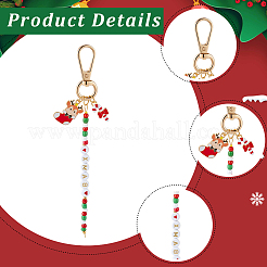 4Pcs 4 Styles Christmas Glass Seed & Alloy Enamel Pendant Decorations&nbsp;HJEW-SP0001-47