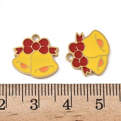 クリスマス 304 ステンレススチール エナメルペンダント  14KGP本金メッキ  鐘  14x15x1.5mm  穴：1.8mm&nbsp;STAS-Z093-08L-G