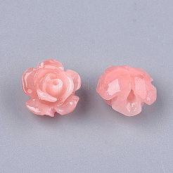 合成サンゴビーズ  染め  花  ライトコーラル  10x10x6mm  穴：1mm&nbsp;CORA-S026-21A-11