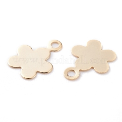 真鍮製チャーム  カドミウムフリー＆鉛フリー  花  24KGP本金メッキ  9.5x7x0.5mm  穴：1.2mm&nbsp;KK-Y003-34G