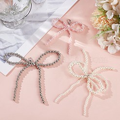 6個 3スタイル 蝶結び プラスチック 模造真珠 靴チャーム  靴の装飾  合金製カニカン付き  ミックスカラー  90~140x85~115x6~8.5mm&nbsp;AJEW-CP0006-57
