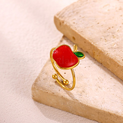 304 Stainless Steel Enamel Cuff Open Rings for Women&nbsp;WG4798C-02