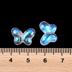 Abカラーメッキ透明ガラスビーズ  蝶  ミックスカラー  10x15x5mm  穴：1.2mm  約1111個/1000g&nbsp;GLAA-Z020-01