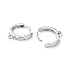 Rack Plating Brass Clear Cubic Zirconia Earring Findings&nbsp;KK-S405-04P