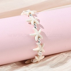 Synthetic Turquoise & Non-magnetic Hematite Beads Stretch Bracelets for Women Men&nbsp;BJEW-JB13727-01