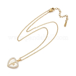 Brass Micro Pave Cubic Zirconia Plastic Imitation Shell Pendant Neckalces&nbsp;NJEW-C076-10G