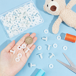 プラスチック人形ジョイント40セット  ワッシャー付き  DIYクラフトぬいぐるみテディベアアクセサリー  ホワイト  17x14.5mm&nbsp;DOLL-HY0001-02A