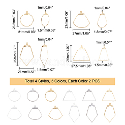 24Pcs 12 Style Sector & Ring & Trapezoid & Rhombus 304 Stainless Steel Pendants&nbsp;STAS-UN0027-16