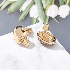 Brass Micro Pave Cubic Zirconia Stud Earrings&nbsp;EJEW-Z080-03G-04