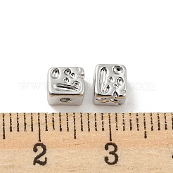 真鍮ビーズ  カドミウムフリー＆ニッケルフリー＆鉛フリー  正方形  プラチナ  5x5x4mm  穴：1.4mm&nbsp;KK-D090-08P