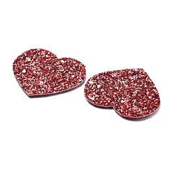 PUレザービッグペンダント  スパンコール  バレンタインデーコレクション  ハート  ファイヤーブリック  50x56.5x2mm  穴：1.6mm&nbsp;FIND-R050-01G