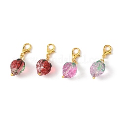 4Pcs 2 Styles Handmade Lampwork Strawberry Pendant Decorations&nbsp;HJEW-FS00041-01