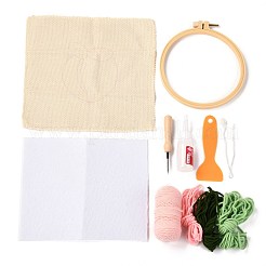 DIYピーチ模様コットンカップマットパンチ針キット  ウール糸と不織布＆接着剤＆プラスチックシャベル＆ワイヤー＆千枚通しツール付き  ミックスカラー  245x235x1mm&nbsp;DIY-K032-39