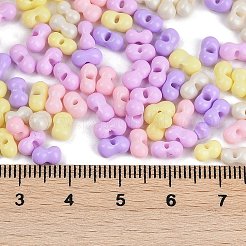 ガラスシードビーズ  丸い穴  ピーナッツ  ライラック  3.5x6x3.5mm  穴：0.8mm  約100個/10g&nbsp;X1-SEED-K010-03F