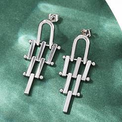 Brass Triangle Tassel Stud Earrings&nbsp;EJEW-K309-17P