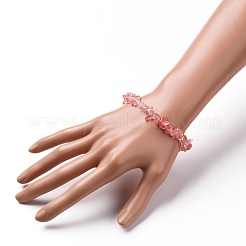 Cherry Quartz Glass Chip Beads Stretch Bracelets&nbsp;BJEW-JB05765-02