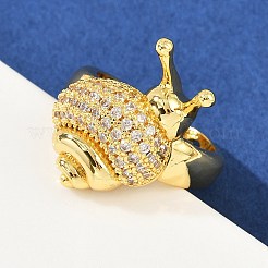 真鍮マイクロペーブクリアキュービックジルコニアカフリング  カドミウムフリー＆鉛フリー  カタツムリ  18KGP本金メッキ  22.5mm&nbsp;RJEW-P155-02G
