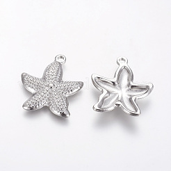 変色しにくい304ステンレススチールペンダント  ヒトデ/海星  ステンレス鋼色  30.5x26.2x4.4mm  穴：2.4mm&nbsp;STAS-I105-30P