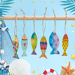 36Pcs 6 Styles Unfinished Wood Pendant Decorations&nbsp;WOOD-PH0003-82