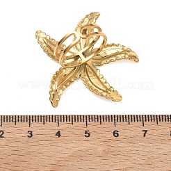 女性用304ステンレススチールエナメルオープンカフリング  ヒトデ  ゴールドカラー  ピンク  36x36mm  usサイズ6（16.5mm）&nbsp;RJEW-K320-03G-03
