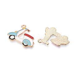 合金とエナメルのペンダント  バイクチャーム  ゴールドカラー  ライトブルー  20x25x1mm  穴：1.6mm&nbsp;ENAM-T021-62G